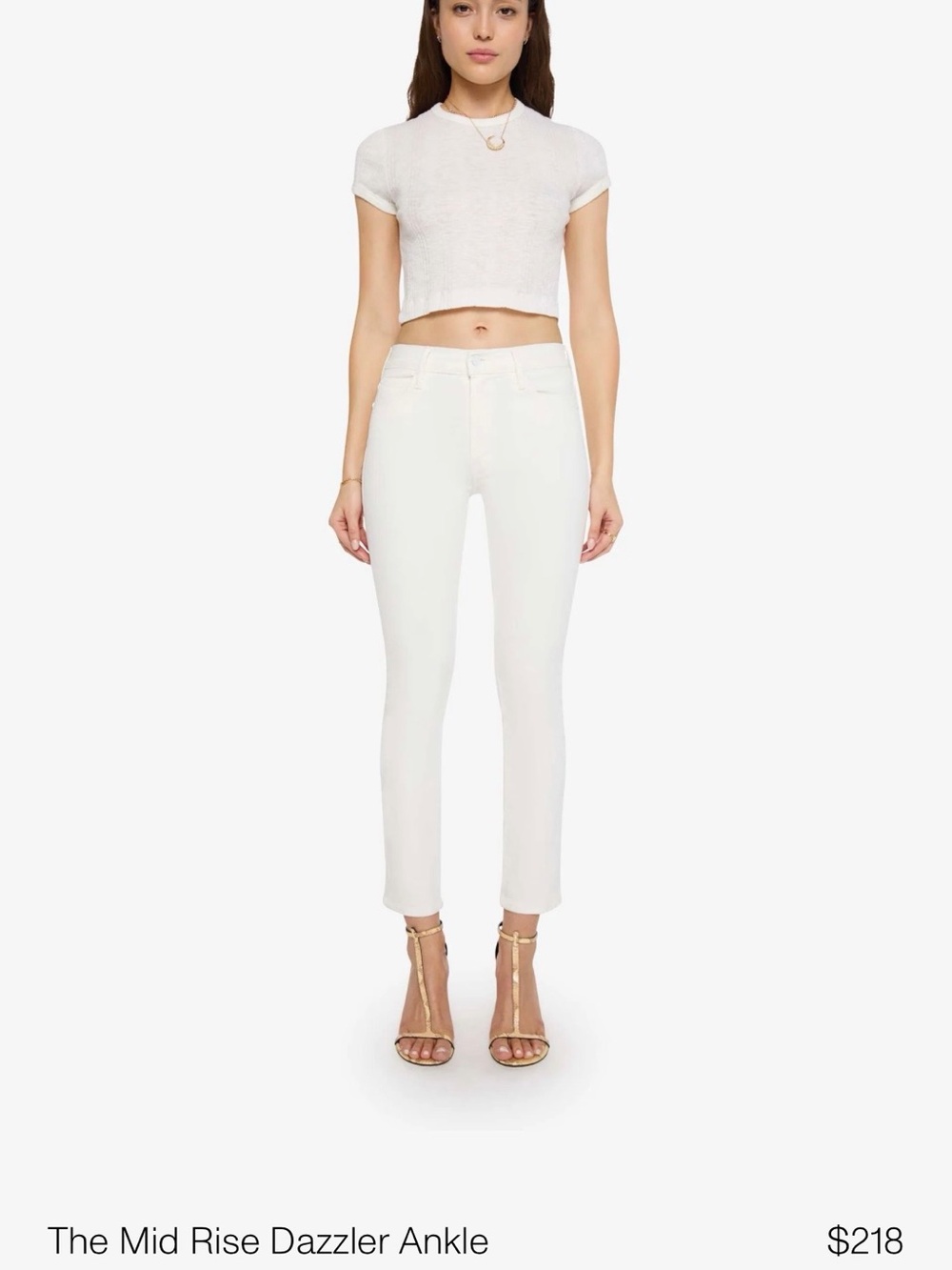 Brand New MOTHER White Mid-Rise dazzler Ankle Jeans